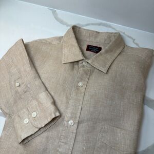 UNTUCKit men's linen long sleeve button down size X-Large color tan slim‎ fit